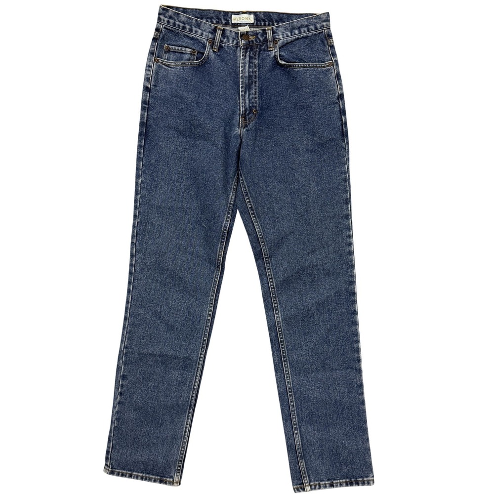 Merona Jeans Mens 32x34 Blue Medium Wash Regular Fit Straight Denim Cotton‎